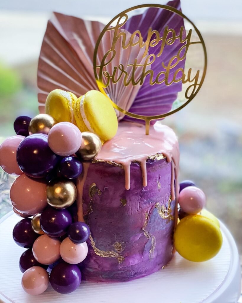 Purple and Gold Birthday Cake | TeaSpoon Sweets